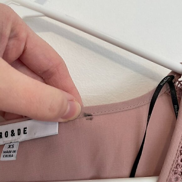 RO&DE ANTHROPOLOGIE Mauve Pink ish Crochet Lace Long Sleeve Boho Peasant Blouse - Picture 7 of 16